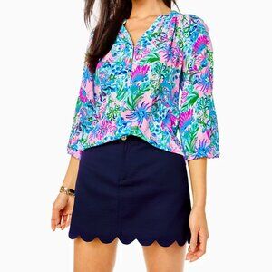 Lilly Pulitzer Women's Collette Scallop navy Skort Size 4 $84 price tag new tags